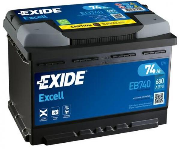 Akumulator 74AH/680A EXCELL P+ EB740 EXIDE. 