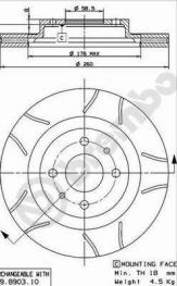 Tarcza hamulcowa 09.8903.75  BREMBO
